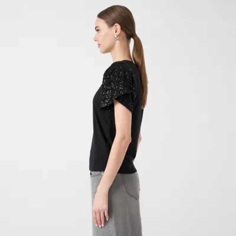RM Rebecca Minkoff Womens Round Neck Short Sleeve T-Shirt