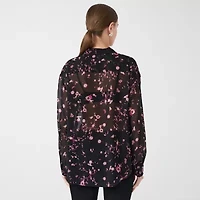 RM Rebecca Minkoff Womens Cuffed Long Sleeve Regular Fit Button-Down Shirt