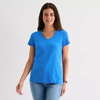 St. John's Bay Womens V Neck Short Sleeve T-Shirt