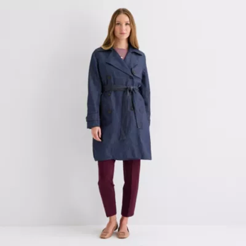 Liz Claiborne Denim Jacket Womens Lightweight Trench Coat