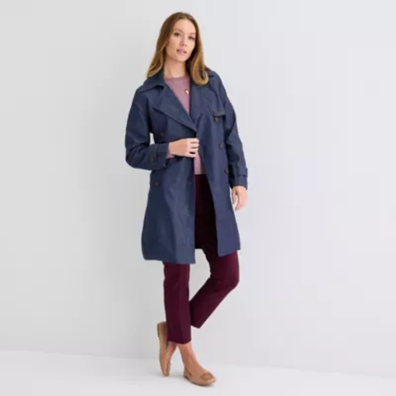 Liz Claiborne Denim Jacket Womens Lightweight Trench Coat