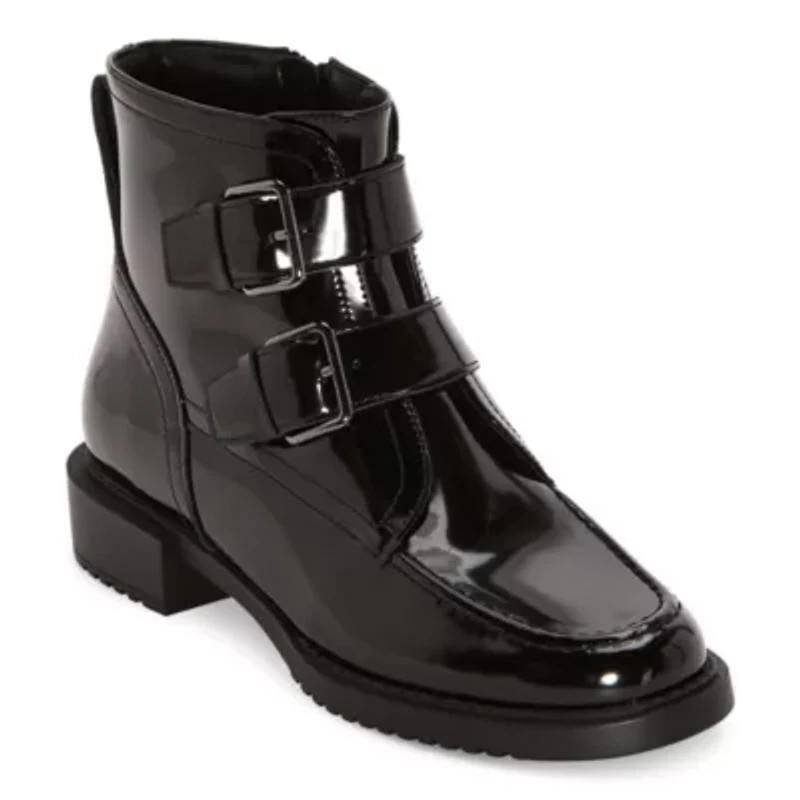 Worthington Womens Main Block Heel Motorcycle Boots