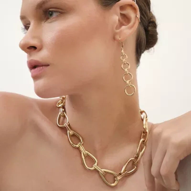 Worthington Gold Tone Womens 17 Inch Collar Necklace