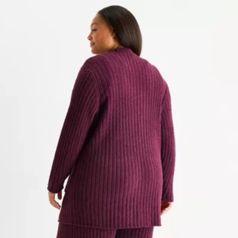 Ambrielle Cardigan Womens Long Sleeve Plus Pajama Top