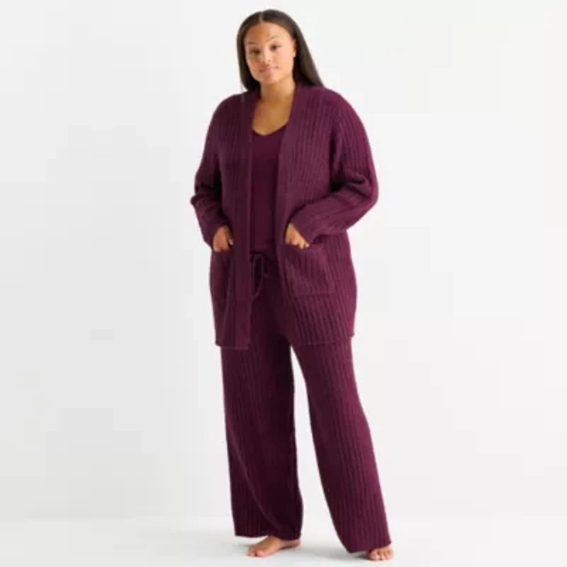 Ambrielle Cardigan Womens Long Sleeve Plus Pajama Top