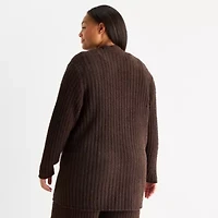 Ambrielle Womens Long Sleeve Plus Pajama Top