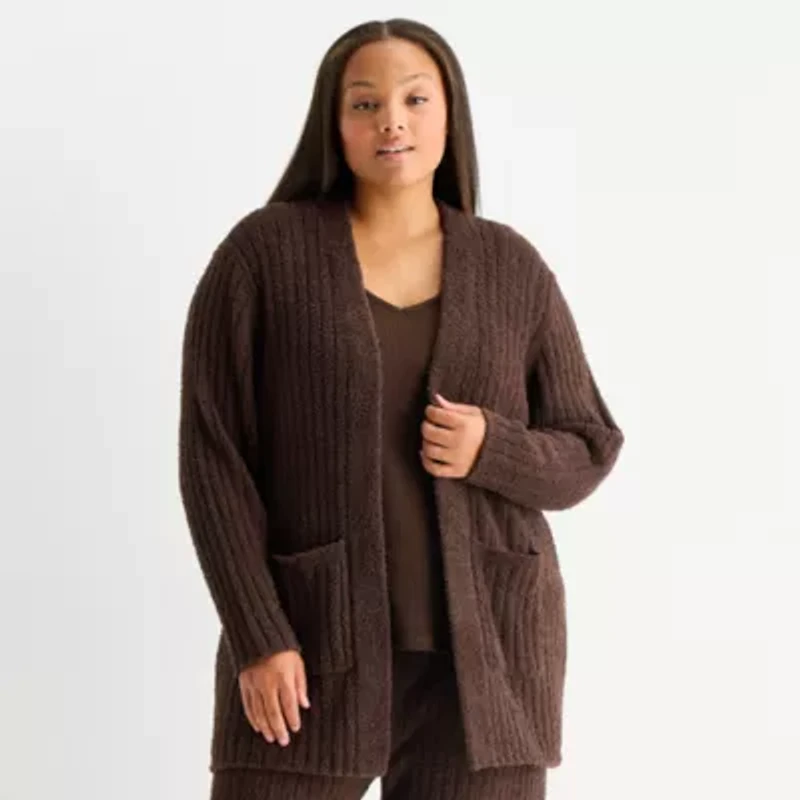 Ambrielle Womens Long Sleeve Plus Pajama Top