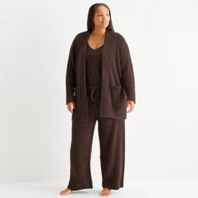 Ambrielle Womens Long Sleeve Plus Pajama Top