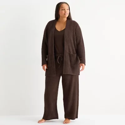 Ambrielle Womens Long Sleeve Plus Pajama Top