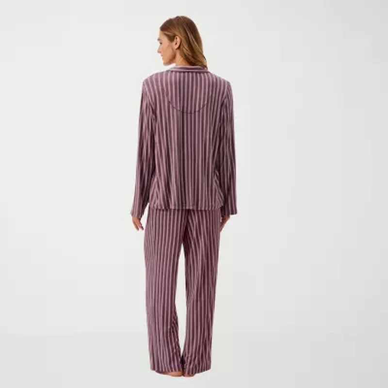 Martha Stewart Womens Long Sleeve 2-pc. Average Figure Pajama Top