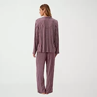 Martha Stewart Womens Long Sleeve 2-pc. Average Figure Pajama Top