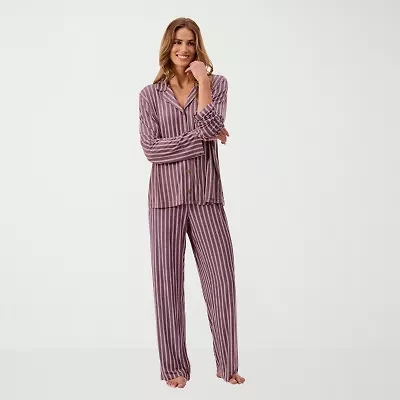 Martha Stewart Womens Long Sleeve 2-pc. Average Figure Pajama Top