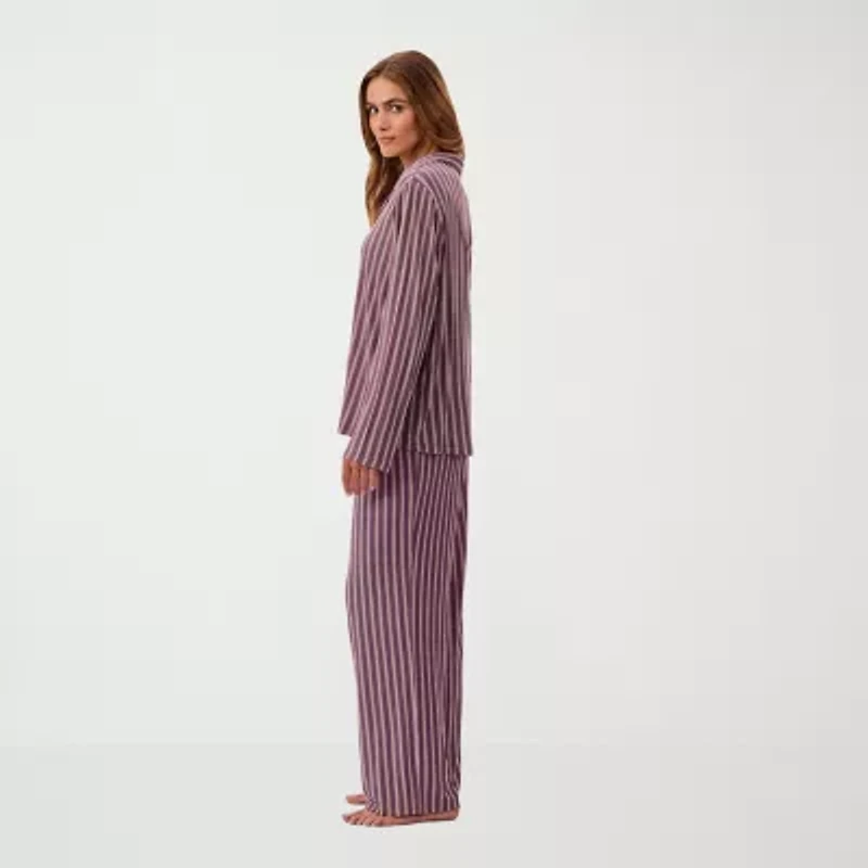 Martha Stewart Womens Long Sleeve 2-pc. Average Figure Pajama Top