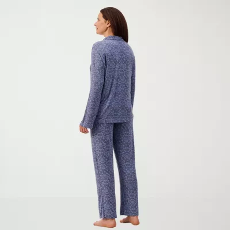 Martha Stewart Womens Long Sleeve 2-pc. Pajama Top