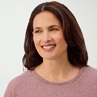 Martha Stewart Womens Waffle Round Neck Long Sleeve 2-pc. Average Figure Pajama Top