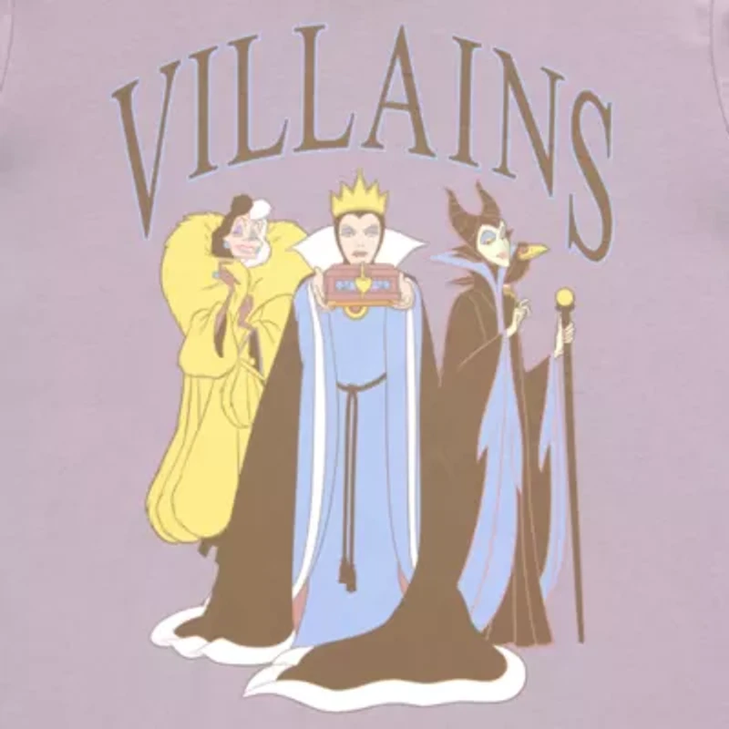 Disney Villains Boyfriend Tee Womens Crew Neck Short Sleeve Loose Fit Juniors Graphic T-Shirt