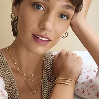 Yes, Please! Womens Lab Created White Sapphire 14K Gold Over Silver Round 3 Pair Earring Set