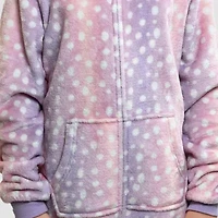 Dream Big Peace Out Little & Kid Girls Plush Hooded Long Sleeve One Piece Pajama