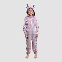 Dream Big Peace Out Little & Kid Girls Plush Hooded Long Sleeve One Piece Pajama