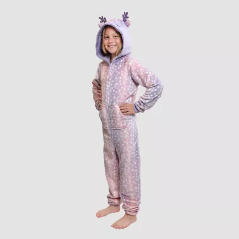 Dream Big Peace Out Little & Kid Girls Plush Hooded Long Sleeve One Piece Pajama