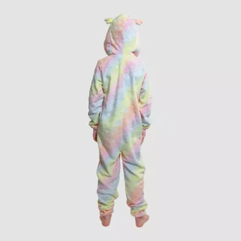 Dream Big Peace Out Little & Kid Girls Plush Hooded Long Sleeve One Piece Pajama