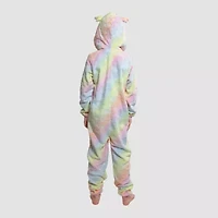 Dream Big Peace Out Little & Kid Girls Plush Hooded Long Sleeve One Piece Pajama