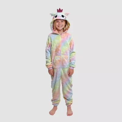 Dream Big Peace Out Little & Kid Girls Plush Hooded Long Sleeve One Piece Pajama