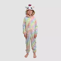 Dream Big Peace Out Little & Kid Girls Plush Hooded Long Sleeve One Piece Pajama