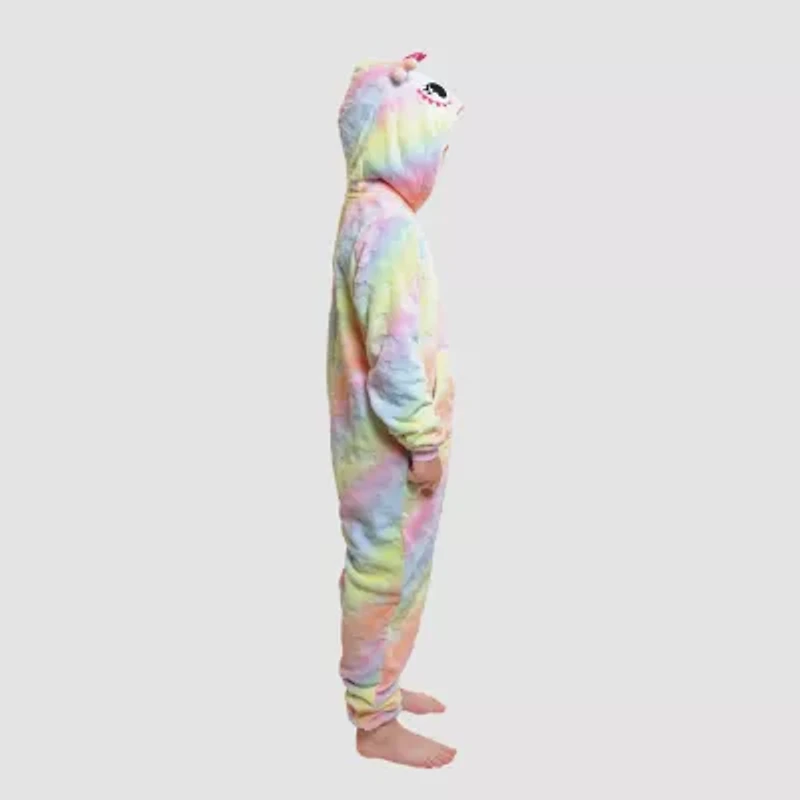 Dream Big Peace Out Little & Kid Girls Plush Hooded Long Sleeve One Piece Pajama