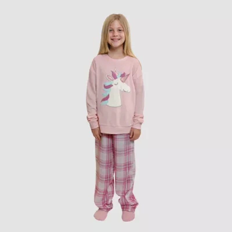 Dream Big Peace Out Little & Kid Girls Velour Crew Neck Long Sleeve 3-pc. Pajama Sets