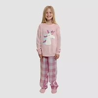 Dream Big Peace Out Little & Kid Girls Velour Crew Neck Long Sleeve 3-pc. Pajama Sets