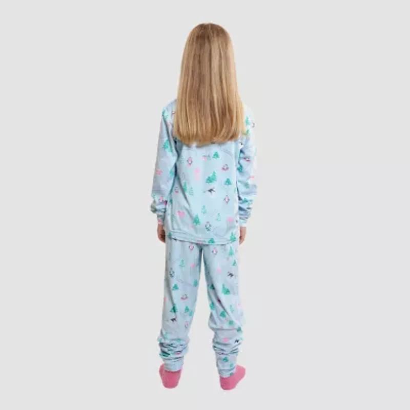 Dream Big Peace Out Little & Kid Girls Velour Crew Neck Long Sleeve 3-pc. Pajama Sets
