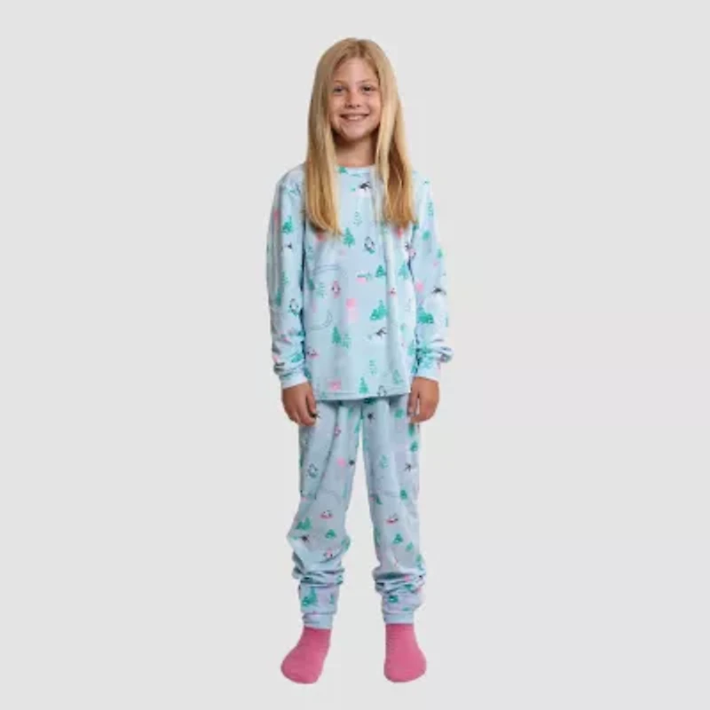 Dream Big Peace Out Little & Kid Girls Velour Crew Neck Long Sleeve 3-pc. Pajama Sets