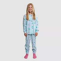 Dream Big Peace Out Little & Kid Girls Velour Crew Neck Long Sleeve 3-pc. Pajama Sets