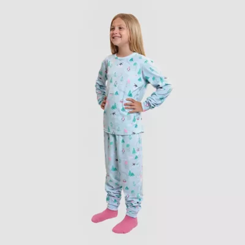 Dream Big Peace Out Little & Kid Girls Velour Crew Neck Long Sleeve 3-pc. Pajama Sets