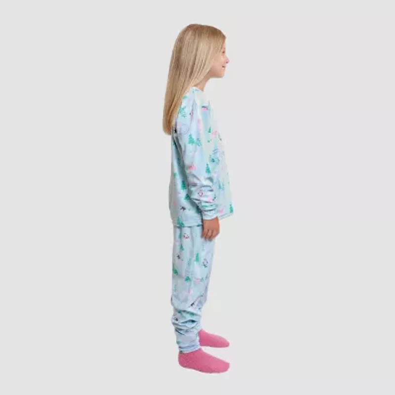 Dream Big Peace Out Little & Kid Girls Velour Crew Neck Long Sleeve 3-pc. Pajama Sets