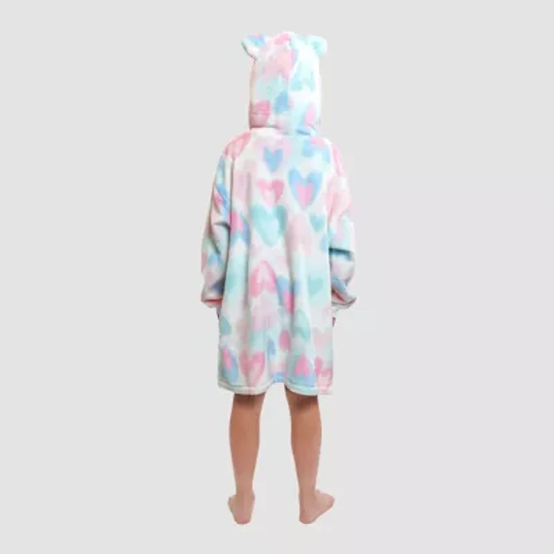 Dream Big Peace Out Lounger Little & Kid Girls Plush Hooded Long Sleeve Nightgown