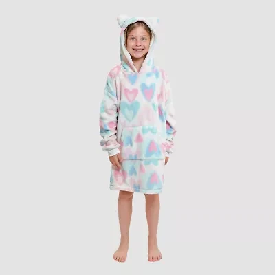 Dream Big Peace Out Lounger Little & Kid Girls Plush Hooded Long Sleeve Nightgown