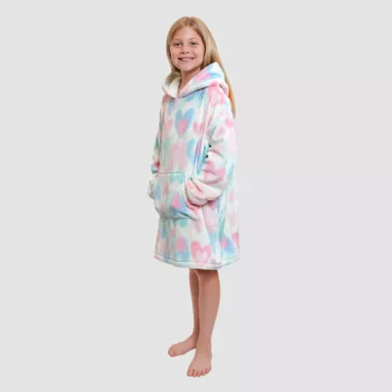 Dream Big Peace Out Lounger Little & Kid Girls Plush Hooded Long Sleeve Nightgown