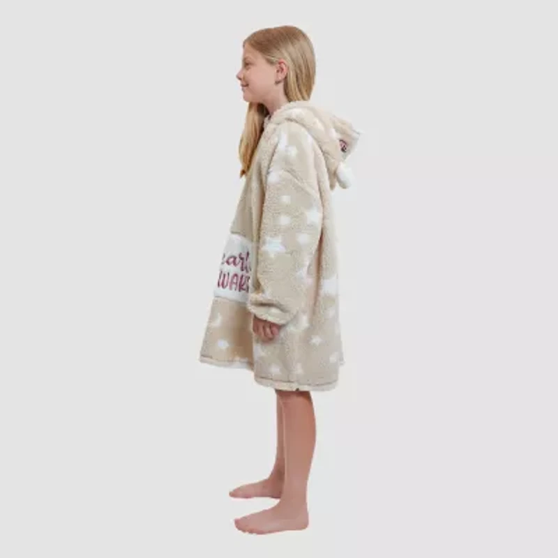 Dream Big Peace Out Lounger Girls Plush Long Sleeve Short Length Robe