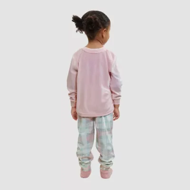 Dream Big Peace Out Toddler Girls Velour Crew Neck Long Sleeve 3-pc. Pajama Sets