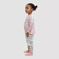 Dream Big Peace Out Toddler Girls Velour Crew Neck Long Sleeve 3-pc. Pajama Sets