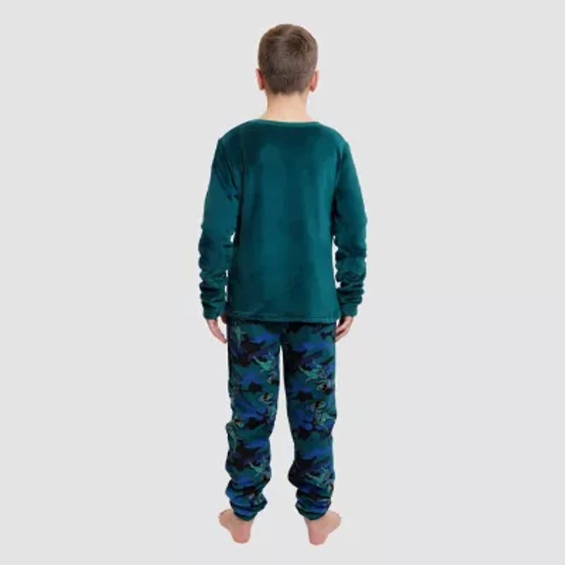 Dream Big Peace Out Little & Kid Boys Plush Crew Neck Long Sleeve 2-pc. Pajama Sets