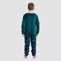 Dream Big Peace Out Little & Kid Boys Plush Crew Neck Long Sleeve 2-pc. Pajama Sets