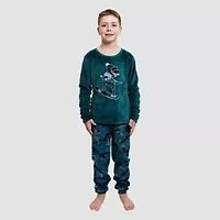 Dream Big Peace Out Little & Kid Boys Plush Crew Neck Long Sleeve 2-pc. Pajama Sets