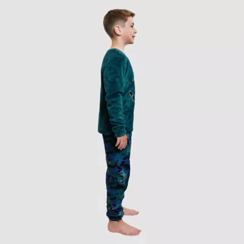 Dream Big Peace Out Little & Kid Boys Plush Crew Neck Long Sleeve 2-pc. Pajama Sets
