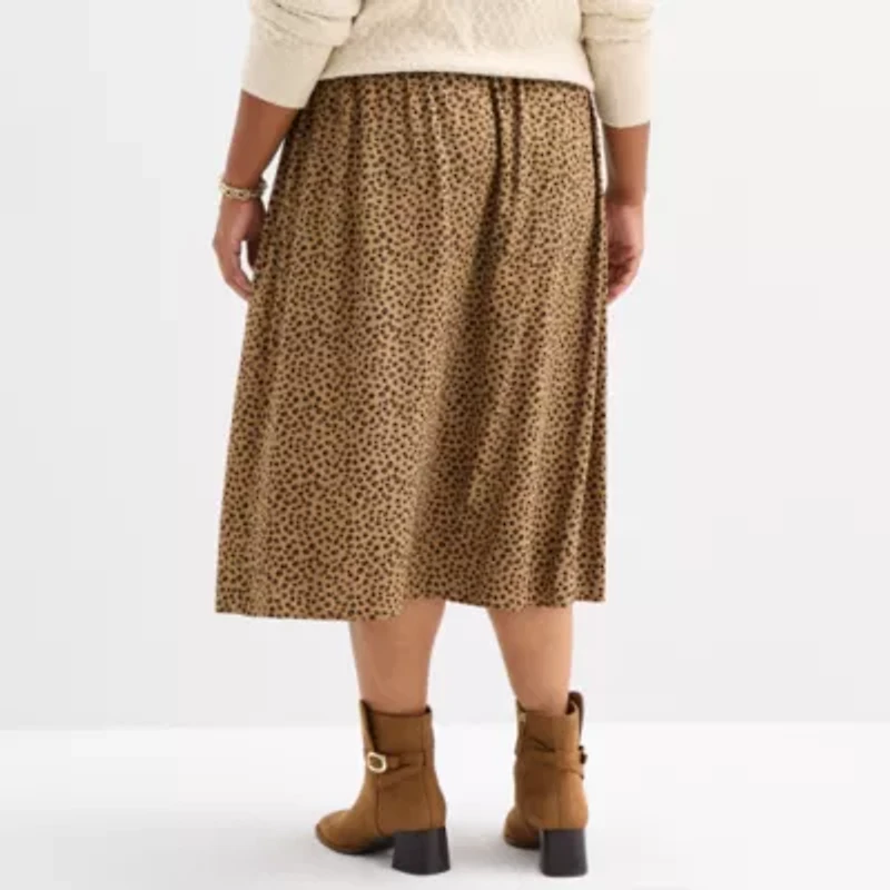 St. John's Bay Womens Plus Midi A-Line Skirt