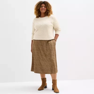 St. John's Bay Womens Plus Midi A-Line Skirt