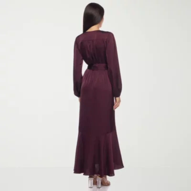 Premier Amour Womens Long Sleeve High-Low Maxi Dress
