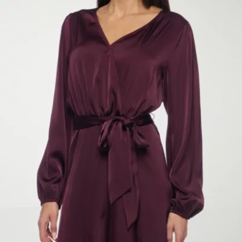 Premier Amour Womens Long Sleeve High-Low Maxi Dress